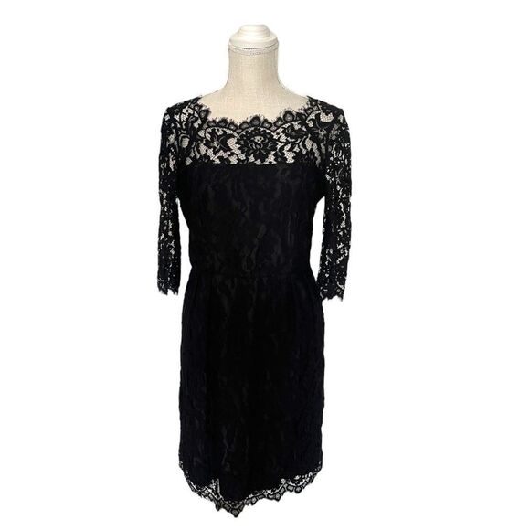 Milly Stella Lace Fit & Flare Little Black Dress Size 8 - Picture 2 of 15